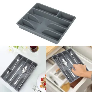 Organisateur tiroir cuisine silicone souple gris mat compartiments…