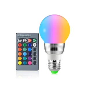 Ampoule LED RGB 220V 110V E27, 16 couleurs, variable avec télécommande 24 touches, lampe d’ambiance, éclairage pour maison intelligente Ampoule LED RGB 220V 110V E27, 16 couleurs, variable avec télécommande 24 touches, lampe d’ambiance, éclairage pour maison intelligente