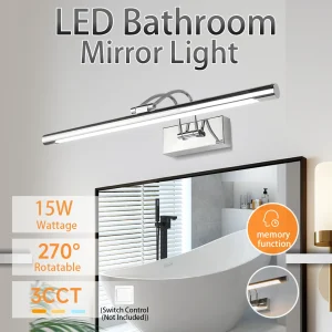 Miroir avant lumière tricolore réglable miroir lumières avec mémoire 85-265V Led miroir projecteurs maquillage lampe pour salle de bain chambre Miroir avant lumière tricolore réglable miroir lumières avec mémoire 85-265V Led miroir projecteurs maquillage lampe pour salle de bain chambre