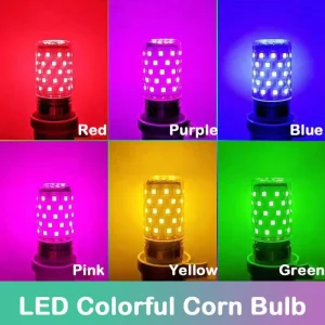 Ampoule E27 LED ampoule de maïs colorée 12W rose rouge bleu vert violet doré 7 couleurs lampe AC 220V ampoule lustre décoration