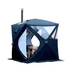 Sauna extérieur portable avec grande fenêtre et bouche de cheminée, tente de pêche à ouverture rapide et à chaleur épaissie, 4 saisons, hiver