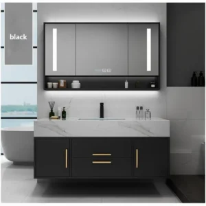 Armoire à miroir moderne pour salle de bain, armoires imperméables en bois, personnalisation de baignoires, ensembles de toilettes Armoire à miroir moderne pour salle de bain, armoires imperméables en bois, personnalisation de baignoires, ensembles de toilettes