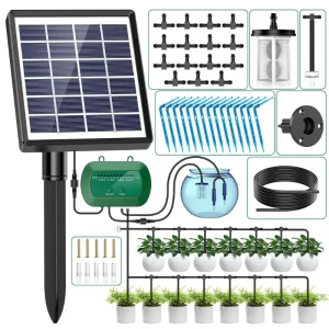 Kit d&rsquo;irrigation solaire Intelligent 6V 2W, avec batterie 1800mAh intégrée, pour plantes en pot, dispositif d&rsquo;arrosage chronométré à monter soi-même