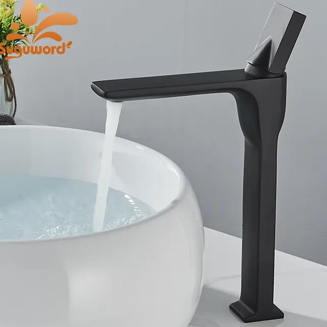 Mitigeur lavabo laiton noir mat contemporain bec cascade… – vue 2