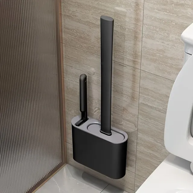 Brosse de toilette en silicone noir durable – vue 3