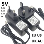 Alimentation 5v 5v 0,5a 0,8a 0,6a 1A, adaptateur 5 volts au royaume-uni 5v 0,8a, transformateur 5v 0,5a 500ma 600ma 800ma, prise ue us