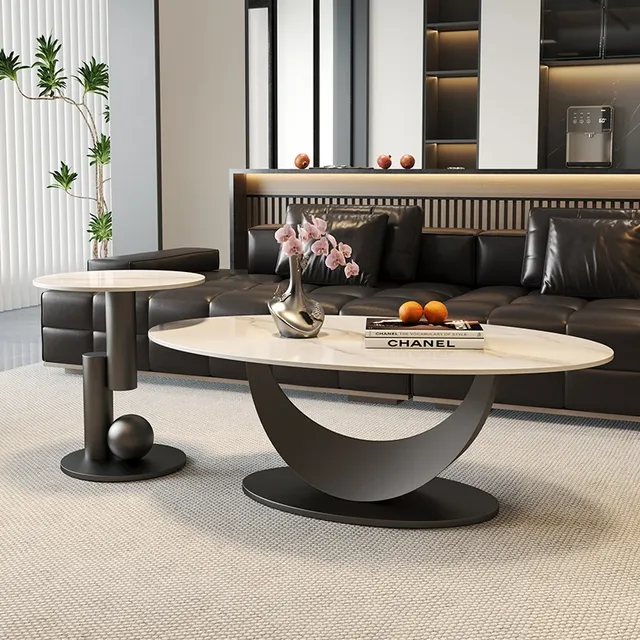 Table basse ovale blanche Design Simple luxe Premium… – vue 3