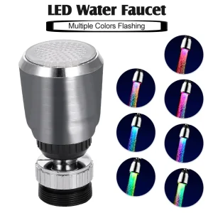 Aérateur économiseur d&rsquo;eau à LED sensible à la température, rallonge de robinet, adaptateur de buse, pulvérisateur de douche, 3 documents de lumière, F/05 et cuisine