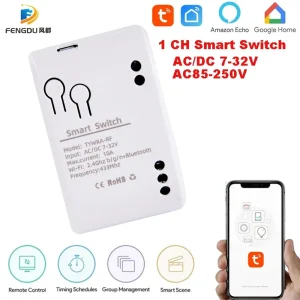 Commutateur intelligent Tuya Smart Life 1CH RF 12V 24V 7-32V AC DC commutateur Wifi fonctionne avec Alexa Google Home Commutateur intelligent Tuya Smart Life 1CH RF 12V 24V 7-32V AC DC commutateur Wifi fonctionne avec Alexa Google Home