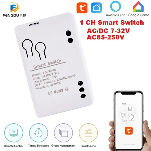 Commutateur intelligent Tuya Smart Life 1CH RF 12V 24V…