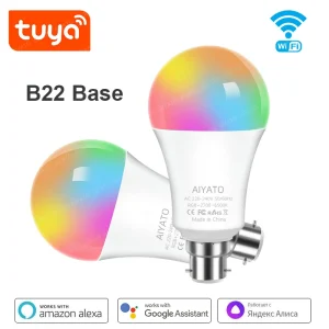B22 Base UK TUYA Wifi ampoule intelligente lampes Bluetooth Led RGB lumière intelligente 220V Alexa Google Assisatnt commande vocale synchronisation groupe d&rsquo;application