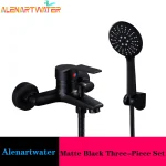 Robinet mitigeur d&rsquo;eau chaude et froide, pour salle de bains et douche, noir mat, Chrome noir