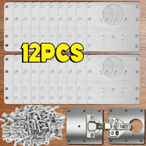 Kit de plaque de réparation de charnière d’armoire en acier inoxydable, plaque de montage de charnière de porte avec trou pour meubles de placard de cuisine à domicile Kit de plaque de réparation de charnière d’armoire en acier inoxydable, plaque de montage de charnière de porte avec trou pour meubles de placard de cuisine à domicile