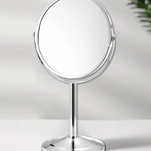 Grand miroir de maquillage argenté, miroir de beauté de table Double face transparent, miroir cosmétique grossissant en métal argenté, 1 pièce, 360 °   Rotatio