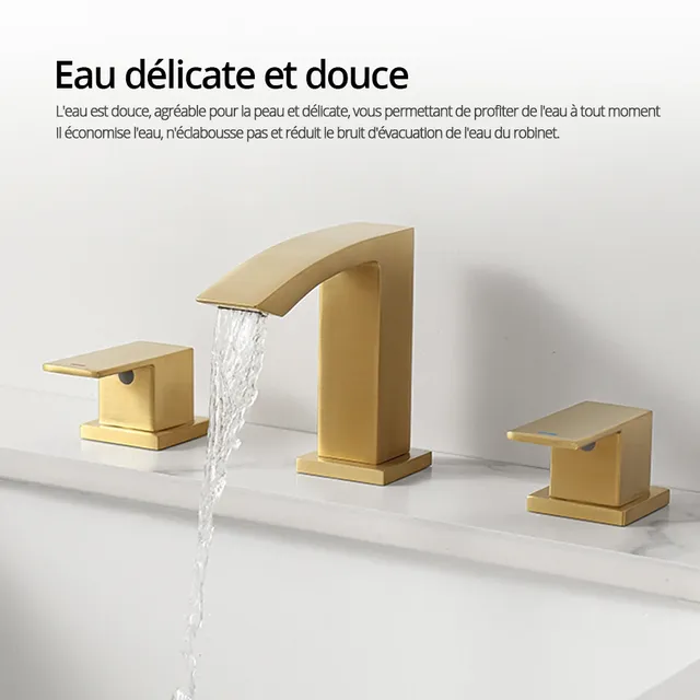 Robinet de lavabo en or brossé – vue 3