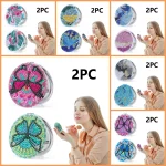 Deux petits miroirs pliants ronds DIY avec motifs de cristaux avec des animaux paysagers conviennent aux dames et comme cadeaux