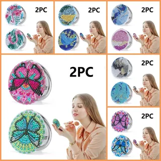 Miroir compact pliant rond double décor diamant cristal strass…