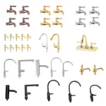 Robinet Miniature de maison de poupée, modèle de simulation 1:12, robinet d&rsquo;eau en métal, accessoires de cuisine et de salle de bains, 1-12 pièces