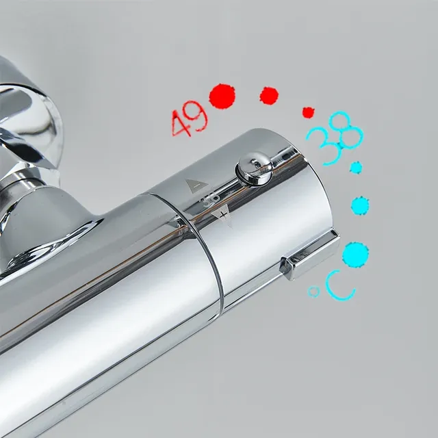 Robinet de baignoire thermostatique chromé mural – vue 5