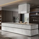 Armoire de cuisine de luxe, Design modulaire, meubles en placage de bois, meuble de cuisine moderne extractible, 2024