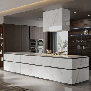 Armoire de cuisine de luxe, Design modulaire, meubles en placage de bois, meuble de cuisine moderne extractible, 2024