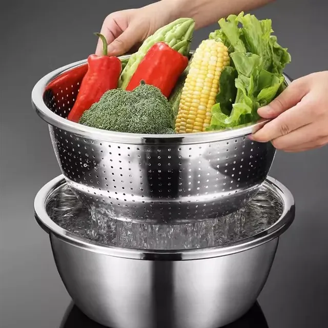 Ensemble bassin multifonctionnel acier inoxydable trois… – vue 5