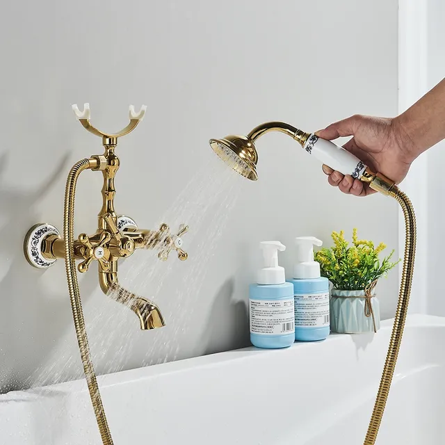 Robinet mitigeur de baignoire noir doré de luxe – vue 3