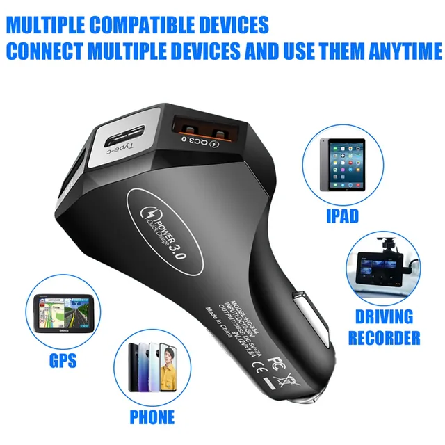 Chargeur de voiture allume-cigare USB Type C chargeur de… – vue 4