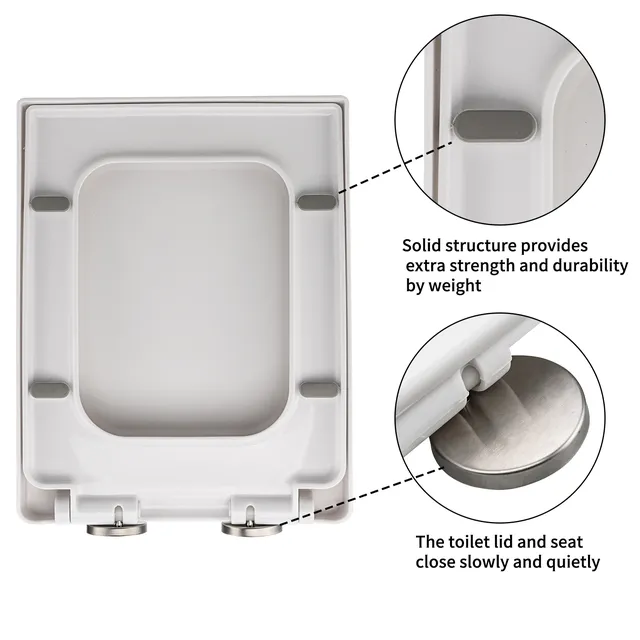 Siège de toilette carré à fermeture douce – vue 5