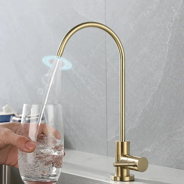 Robinet mitigeur cuisine inoxydable acier doré brossé… – vue 2