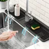 Tapis égouttoir évier silicone noir antidérapant rainuré… – vue 2