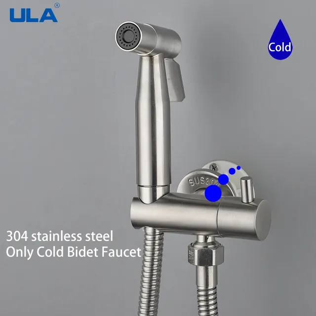 Robinet douchette bidet mural acier inox doré brossé mat… – vue 3
