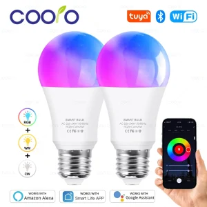 Tuya – ampoule intelligente WiFi/Bluetooth E27 RGB + C + W, AC 220V, fonctionne avec Alexa Google Assisatnt Smart Life Tuya – ampoule intelligente WiFi/Bluetooth E27 RGB + C + W, AC 220V, fonctionne avec Alexa Google Assisatnt Smart Life