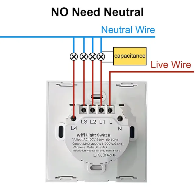 Commutateur WiFi intelligent interrupteur tactile ue – vue 2