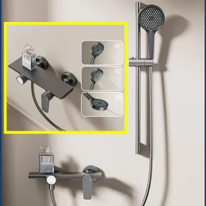 Système de douche de salle de bains à sortie d’eau à deux voies, ensemble de robinets de douche de salle de bains muraux, ensemble de douche Simple pressurisé à pluie Système de douche de salle de bains à sortie d’eau à deux voies, ensemble de robinets de douche de salle de bains muraux, ensemble de douche Simple pressurisé à pluie