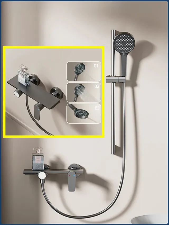 Système de douche de salle de bains à sortie d'eau à…