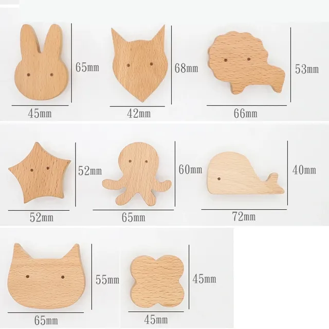 Lot vingt boutons meuble bois hêtre naturel formes… – vue 6