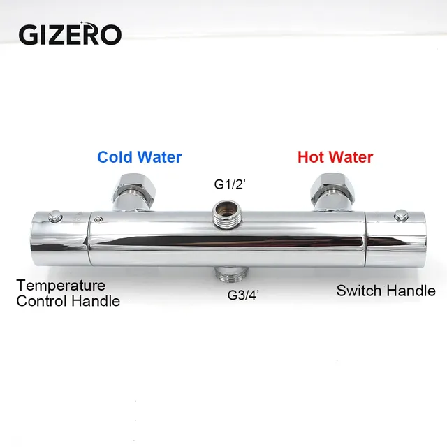 Mitigeur thermostatique douche mural chromé cylindrique… – vue 3