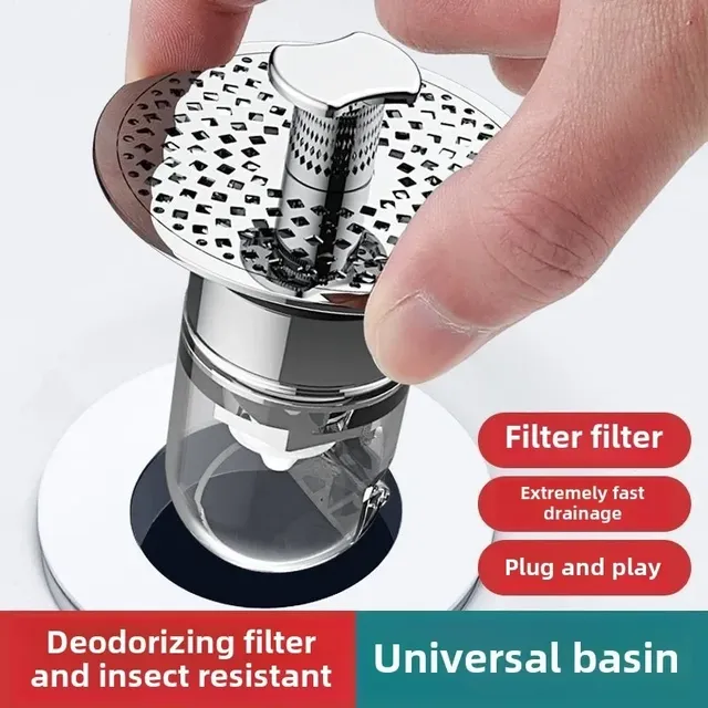 Bonde lavabo universelle antibouchage inox chromé tamis… – vue 2