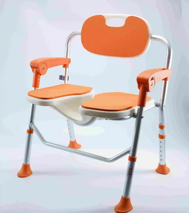 Chaise douche pliante aluminium plastique orange… – vue 2