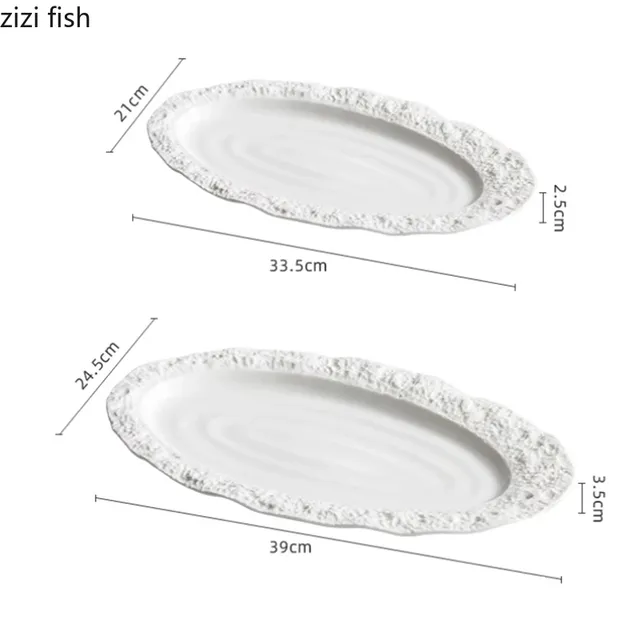 Assiette ovale Texture roche – vue 5