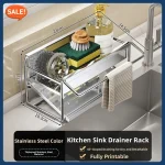 Égouttoir d&rsquo;évier en acier inoxydable, support de rangement multifonctionnel pour chiffons de comptoir, support de rangement pour éponge, fournitures de cuisine