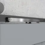 mécanisme fermeture douce porte grange coulissante sens unique sans perçage montage arrière rail acier inoxydable brossé réglable robuste