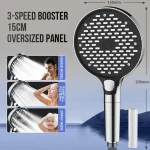 Pommeau de douche haute pression, pommeau de douche à effet pluie, 3 modes, réglable, arrêt à une touche, massage à l&rsquo;eau, accessoires HOAccessrespiration, 15cm