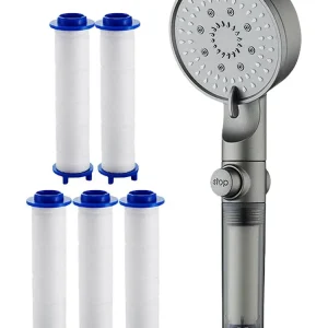 Pommeau de douche filtré pour salle de bain, pomme de douche de pluie, 5 Modes, buses en Silicone, pulvérisateur de robinet pour maison, appartement, camping-car