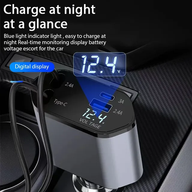 Chargeur de voiture rétractable 4 en 1 120W – vue 4