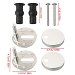 Kit de charnière de couvercle de toilette, remplacement de maison en acier + accessoires montés en caoutchouc, 2 pièces 47mm/55mm, haute qualité pratique