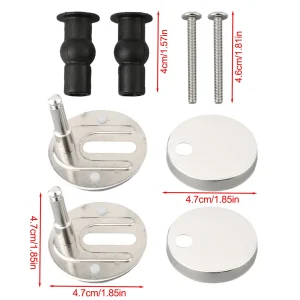 Kit de charnière de couvercle de toilette, remplacement de maison en acier + accessoires montés en caoutchouc, 2 pièces 47mm/55mm, haute qualité pratique Kit de charnière de couvercle de toilette, remplacement de maison en acier + accessoires montés en caoutchouc, 2 pièces 47mm/55mm, haute qualité pratique