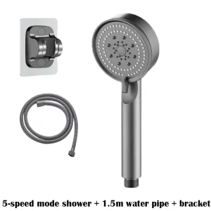 Pommeau de douche économie d&rsquo;eau noir 5 modes douche haute pression réglable arrêt à une touche Massage de l&rsquo;eau douche écologique accessoires de salle de bain