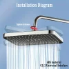 Pommeau de douche de pluie aérien de grande taille 30cm, nouveau Booster à grand débit haute pression 360 °   Pommeau de douche de pluie rotatif, économie d&rsquo;eau